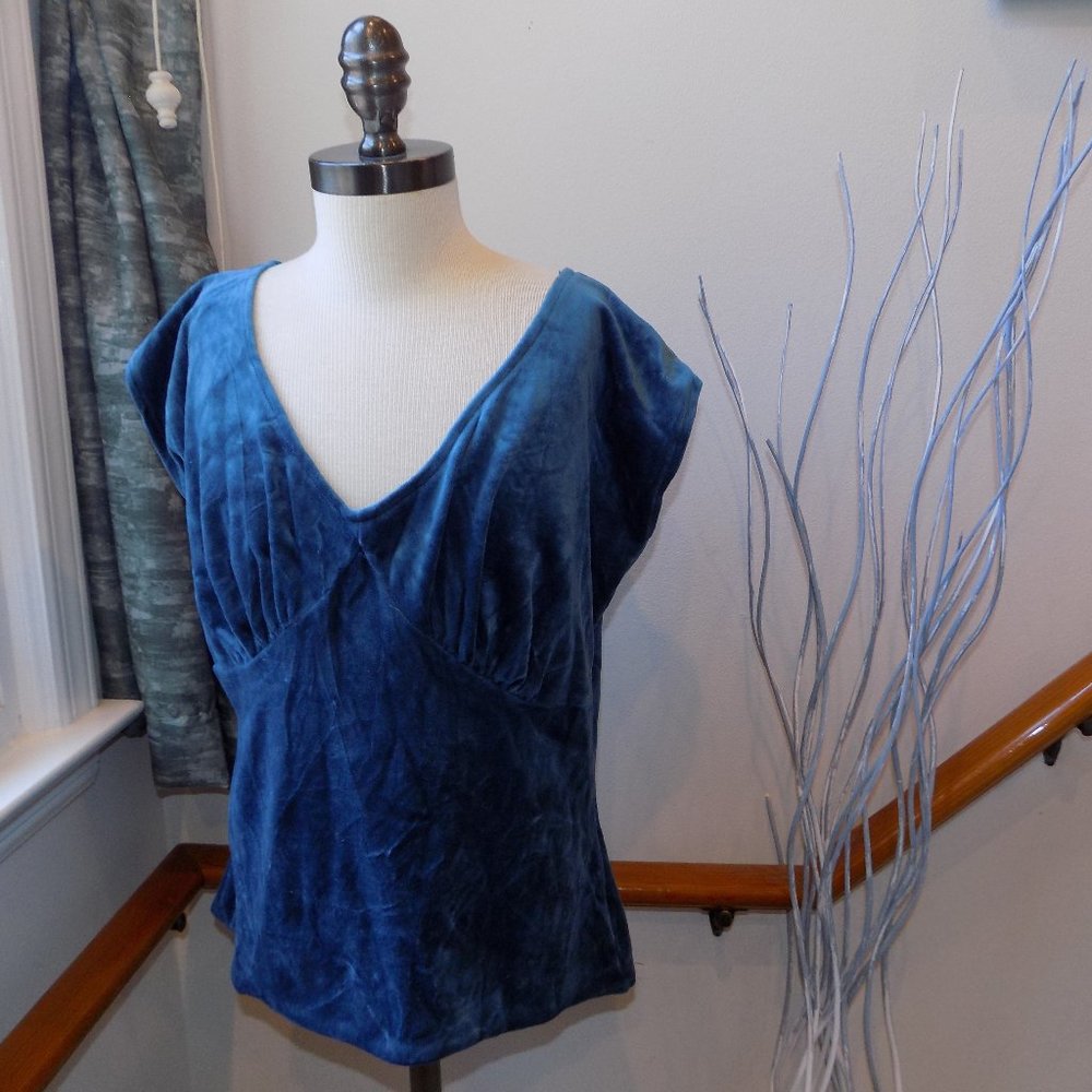 INTUITIONS Teal Velour Top Size XL/1X?